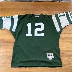 Mitchell & Ness Dark Green and White Jersey with Number 12 Namath